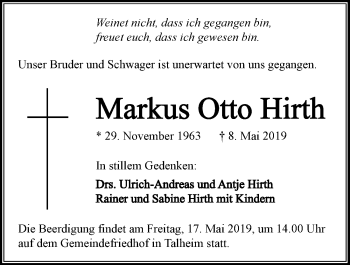 Traueranzeige von Markus Otto Hirth 