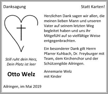Traueranzeige von Otto Welz 