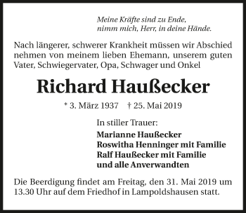Traueranzeige von Richard Haußecker 
