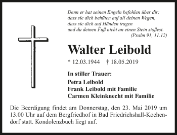 Traueranzeige von Walter Leibold 