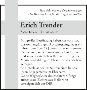 Traueranzeige von Erich Trender 