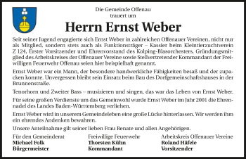 Traueranzeige von Ernst Weber 