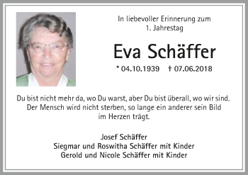 Traueranzeige von Eva Schäffer 