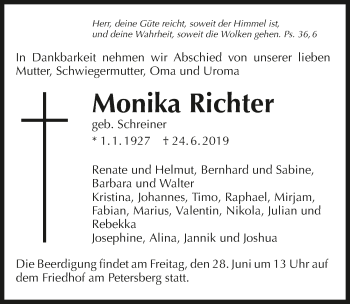 Traueranzeige von Monika Richter 