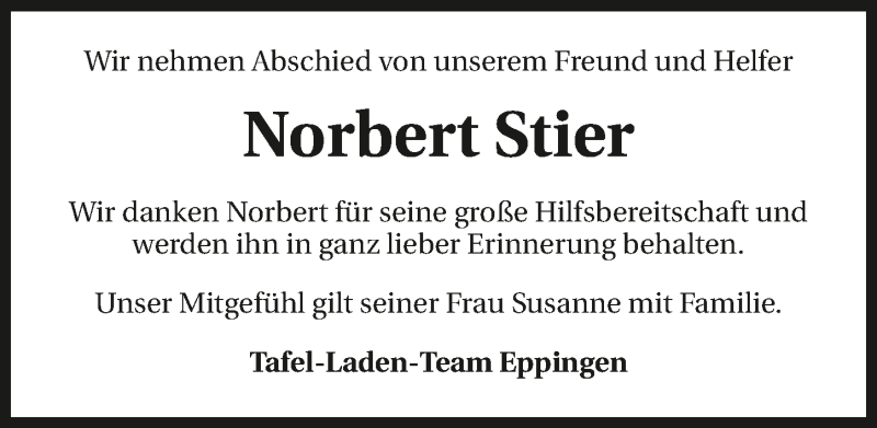  Traueranzeige für Norbert Stier vom 18.06.2019 aus 