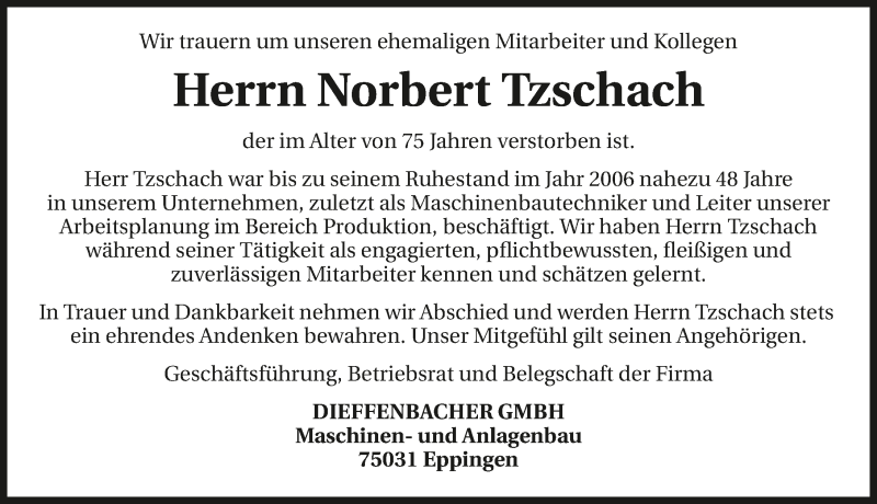  Traueranzeige für Norbert Tzschach vom 01.07.2019 aus 