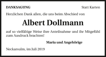 Traueranzeige von Albert Dollmann 