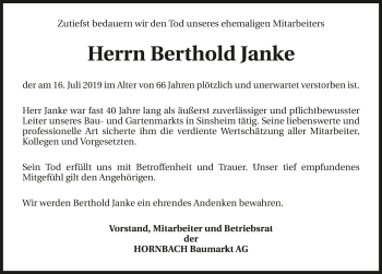 Traueranzeige von Berthold Janke 