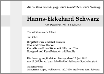 Traueranzeige von Hanns-Ekkehard Schwarz