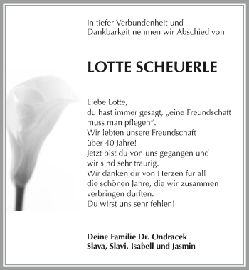 Traueranzeige von Lotte Scheuerle 