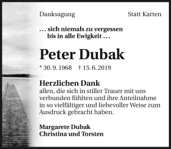 Traueranzeige von Peter Dubak 
