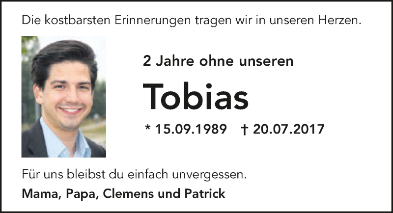  Traueranzeige für Tobias Schmidt vom 20.07.2019 aus 
