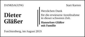 Traueranzeige von Dieter Gläßer 
