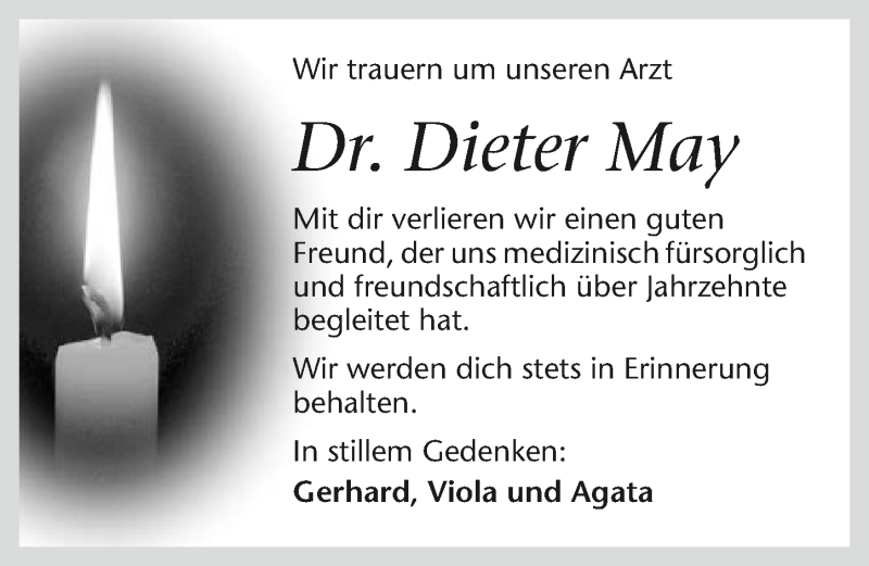 Traueranzeige für Dieter May vom 23.08.2019 aus 