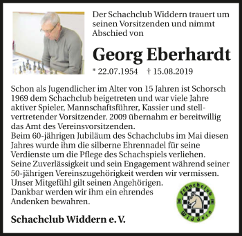 Traueranzeige von Geoerg Eberhardt 