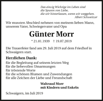 Traueranzeige von Günter Morr 