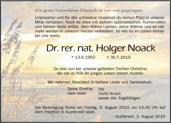 Traueranzeige von Holger Noack 