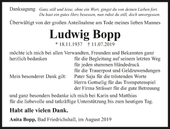 Traueranzeige von Ludwig Bopp 