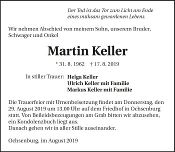 Traueranzeige von Martin Keller 