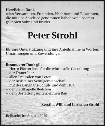 Traueranzeige von Peter Strohl 
