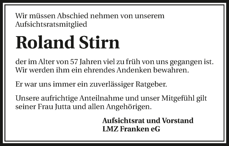  Traueranzeige für Roland Stirn vom 24.08.2019 aus 