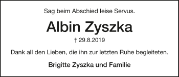 Traueranzeige von Albin Zyszka 