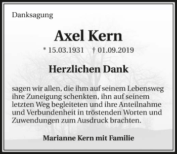 Traueranzeige von Axel Kern 