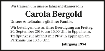 Traueranzeige von Carola Bergold 
