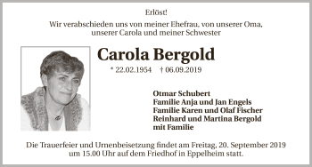 Traueranzeige von Carola Bergold 