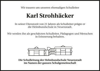 Traueranzeige von Karl Strohhäcker 
