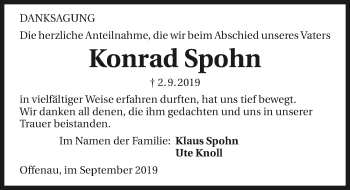 Traueranzeige von Konrad Spohn 