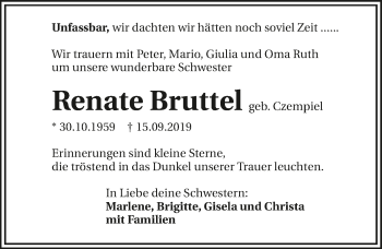 Traueranzeige von Renate Bruttel 