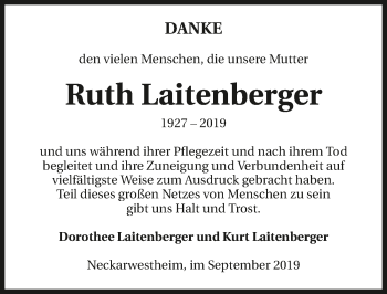 Traueranzeige von Ruth Laitenberger 