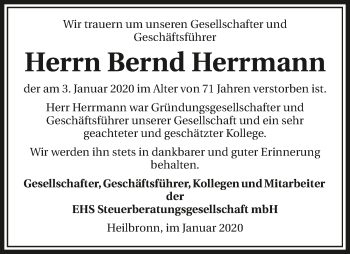 Traueranzeige von Bernd Herrmann 