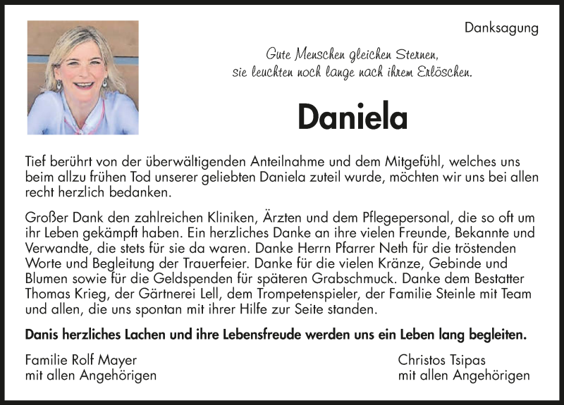  Traueranzeige für Daniela Mayer vom 18.01.2020 aus 