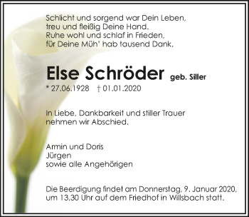 Traueranzeige von Else Schröder 