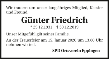 Traueranzeige von Günter Friedrich 