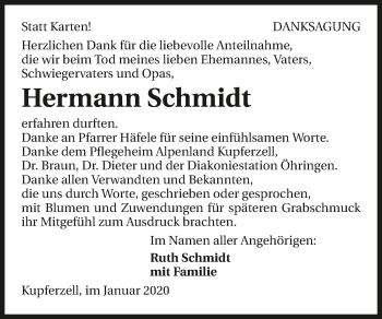 Traueranzeige von Hermann Schmidt 
