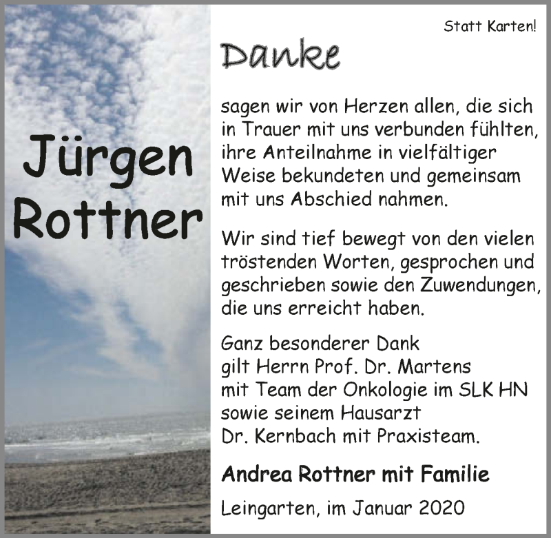  Traueranzeige für Jürgen Rottner vom 15.01.2020 aus 