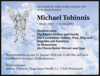 Traueranzeige von Michael Tobinnis 