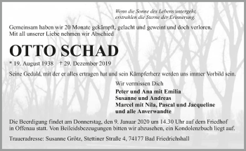 Traueranzeige von Otto Schad 
