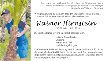 Traueranzeige von Rainer Hirnstein 