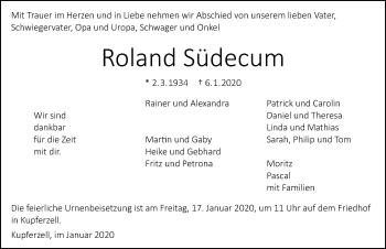 Traueranzeige von Roland Südecum 