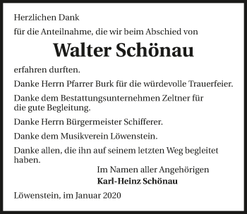 Traueranzeige von Walter Schönau 