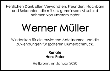 Traueranzeige von Werner Müller 