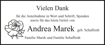 Traueranzeige von Andrea Marek von GESAMT
