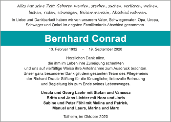 Traueranzeige von Bernhard Conrad von GESAMT
