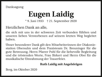 Traueranzeige von Eugen Laidig von GESAMT