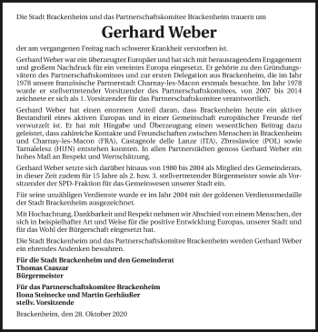 Traueranzeige von Gerhard Weber von GESAMT
