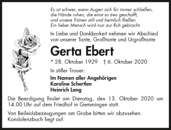 Traueranzeige von Gerta Ebert von GESAMT